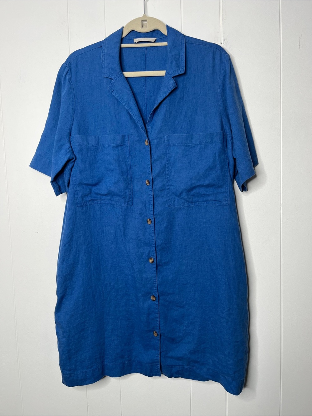 Everlane The Linen Workwear Dress Button Front Notched Collar